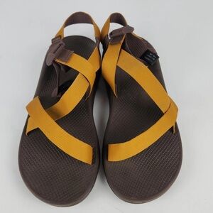 Chaco Cloud Sandlas Strap Mens SZ 13 (46) Brown Yellow Mustard